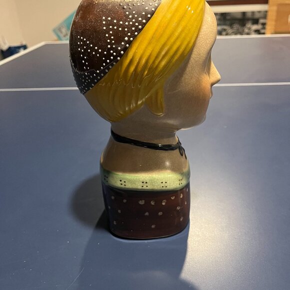 Vintage Ceramic Scandinavian Lady Head Vase Style Folk Art Flower - Picture 2 of 8